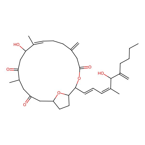 2D Structure of (1R,2S,9Z,11S,18R)-11-hydroxy-2-[(1E,3E,5S)-5-hydroxy-4-methyl-6-methylidenedeca-1,3-dienyl]-10,14-dimethyl-6-methylidene-3,21-dioxabicyclo[16.2.1]henicos-9-ene-4,13,16-trione
