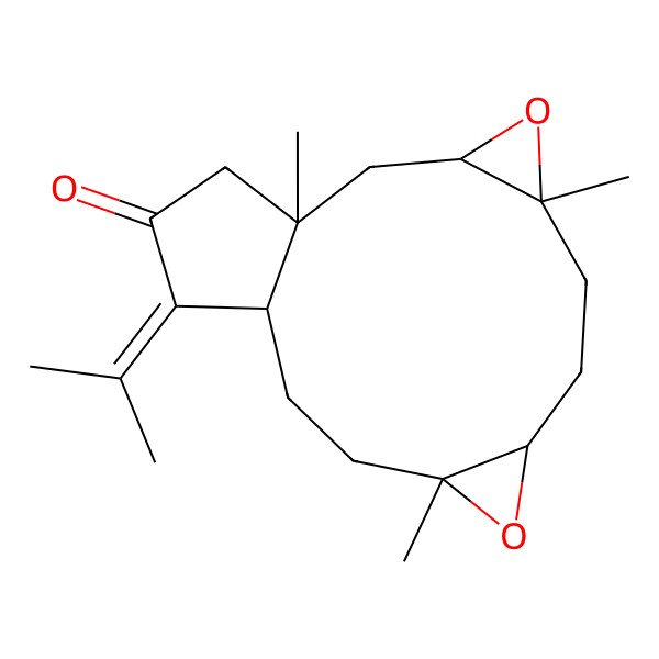 2D Structure of (1R,3R,5R,8S,10S,13S)-1,5,10-trimethyl-14-propan-2-ylidene-4,9-dioxatetracyclo[11.3.0.03,5.08,10]hexadecan-15-one