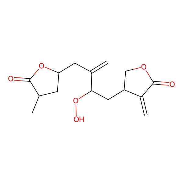 2D Structure of (4S)-4-[(2R)-2-hydroperoxy-3-[[(2S,4R)-4-methyl-5-oxooxolan-2-yl]methyl]but-3-enyl]-3-methylideneoxolan-2-one