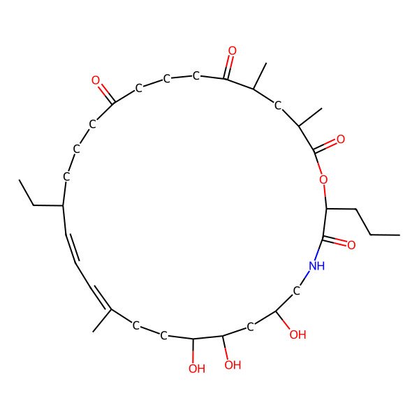 2D Structure of (2S,6S,8S,9R,12E,14E,16R,25S,27S)-16-ethyl-6,8,9-trihydroxy-12,25,27-trimethyl-2-propyl-1-oxa-4-azacyclooctacosa-12,14-diene-3,20,24,28-tetrone
