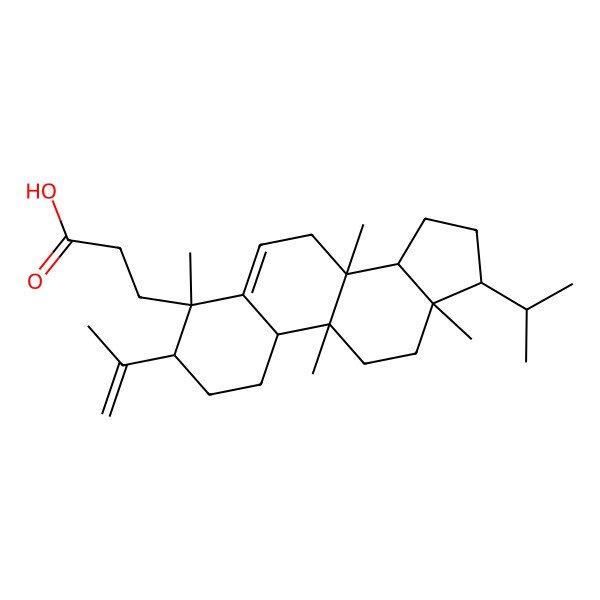 2D Structure of 3-(4,8,9,13-tetramethyl-17-propan-2-yl-3-prop-1-en-2-yl-2,3,7,10,11,12,14,15,16,17-decahydro-1H-cyclopenta[a]phenanthren-4-yl)propanoic acid