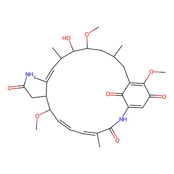 2D Structure of 2-[(4E,6Z,8S,9S,10E,12S,13R,14S,16R)-13-hydroxy-8,14,19-trimethoxy-4,10,12,16-tetramethyl-3,20,22-trioxo-2-azabicyclo[16.3.1]docosa-1(21),4,6,10,18-pentaen-9-yl]acetamide