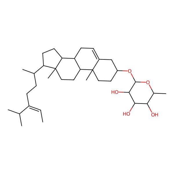 2D Structure of (2R,3R,4R,5R,6S)-2-[[(3S,8S,9S,10R,13R,14S,17R)-10,13-dimethyl-17-[(Z,2R)-5-propan-2-ylhept-5-en-2-yl]-2,3,4,7,8,9,11,12,14,15,16,17-dodecahydro-1H-cyclopenta[a]phenanthren-3-yl]oxy]-6-methyloxane-3,4,5-triol