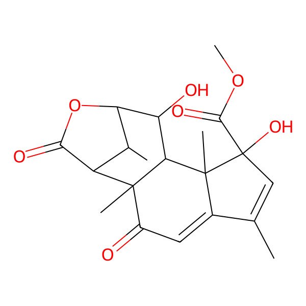 2D Structure of Methyl 8,11-dihydroxy-2,6,9,15-tetramethyl-3,14-dioxo-13-oxatetracyclo[10.2.1.02,10.05,9]pentadeca-4,6-diene-8-carboxylate