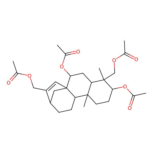 2D Structure of [(1R,2S,5S,6R,9S,13R)-2,6-diacetyloxy-5-(acetyloxymethyl)-5,9-dimethyl-14-tetracyclo[11.2.1.01,10.04,9]hexadec-14-enyl]methyl acetate
