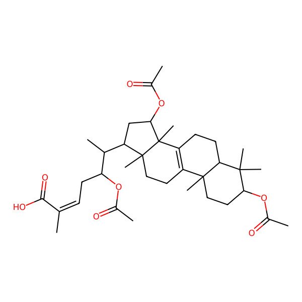 2D Structure of 5-acetyloxy-6-(3,15-diacetyloxy-4,4,10,13,14-pentamethyl-2,3,5,6,7,11,12,15,16,17-decahydro-1H-cyclopenta[a]phenanthren-17-yl)-2-methylhept-2-enoic acid