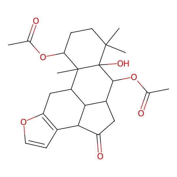 2D Structure of [(1S,8S,11R,12S,13R,17S,18S,19S)-12-acetyloxy-13-hydroxy-14,14,18-trimethyl-9-oxo-4-oxapentacyclo[9.7.1.03,7.08,19.013,18]nonadeca-3(7),5-dien-17-yl] acetate