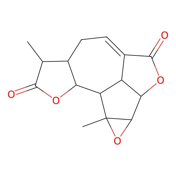 2D Structure of (1S,2S,5S,6S,12S,13S,15R,16R)-5,15-dimethyl-3,11,14-trioxapentacyclo[7.6.1.02,6.012,16.013,15]hexadec-8-ene-4,10-dione