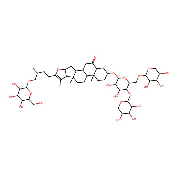 2D Structure of (1R,2S,4S,8S,9S,12S,13R,16S,18S)-16-[(2R,3R,4R,5S,6R)-3,4-dihydroxy-5-[(2S,3S,4S,5R)-3,4,5-trihydroxyoxan-2-yl]oxy-6-[[(2R,3R,4R,5R)-3,4,5-trihydroxyoxan-2-yl]oxymethyl]oxan-2-yl]oxy-7,9,13-trimethyl-6-[(3R)-3-methyl-4-[(2R,3R,4S,5S,6R)-3,4,5-trihydroxy-6-(hydroxymethyl)oxan-2-yl]oxybutyl]-5-oxapentacyclo[10.8.0.02,9.04,8.013,18]icos-6-en-19-one