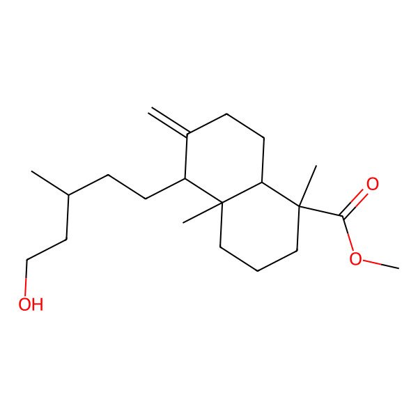 2D Structure of methyl (1S,4aR,5S,8aS)-5-[(3S)-5-hydroxy-3-methylpentyl]-1,4a-dimethyl-6-methylidene-3,4,5,7,8,8a-hexahydro-2H-naphthalene-1-carboxylate