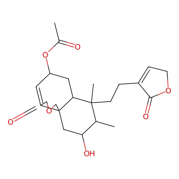 2D Structure of [9-hydroxy-7,8-dimethyl-3-oxo-7-[2-(5-oxo-2H-furan-4-yl)ethyl]-5,6,6a,8,9,10-hexahydro-1H-benzo[d][2]benzofuran-5-yl] acetate