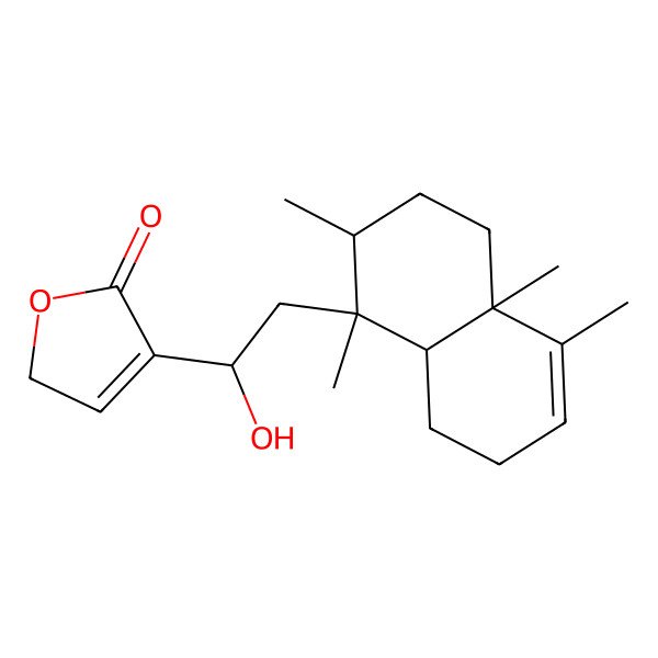 2D Structure of 4-[(1S)-2-[(1S,2R,4aR,8aR)-1,2,4a,5-tetramethyl-2,3,4,7,8,8a-hexahydronaphthalen-1-yl]-1-hydroxyethyl]-2H-furan-5-one