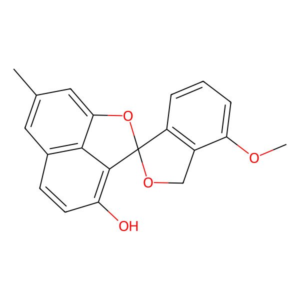 2D Structure of 7-methoxy-10'-methylspiro[1H-2-benzofuran-3,3'-2-oxatricyclo[6.3.1.04,12]dodeca-1(11),4,6,8(12),9-pentaene]-5'-ol