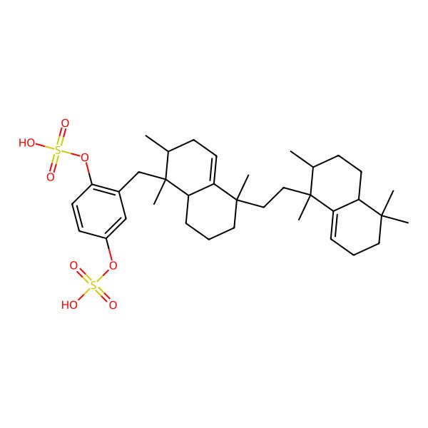 2D Structure of [2-[[(1S,2R,5R,8aS)-5-[2-[(1S,2S,4aR)-1,2,5,5-tetramethyl-2,3,4,4a,6,7-hexahydronaphthalen-1-yl]ethyl]-1,2,5-trimethyl-2,3,6,7,8,8a-hexahydronaphthalen-1-yl]methyl]-4-sulfooxyphenyl] hydrogen sulfate