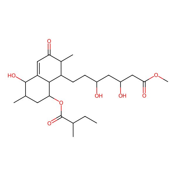 2D Structure of methyl 3,5-dihydroxy-7-[5-hydroxy-2,6-dimethyl-8-(2-methylbutanoyloxy)-3-oxo-2,5,6,7,8,8a-hexahydro-1H-naphthalen-1-yl]heptanoate