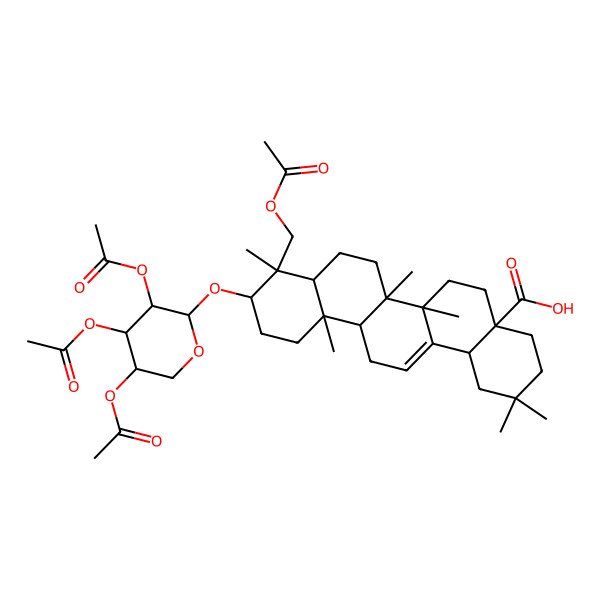 2D Structure of (4aS,6aR,6aS,6bR,8aR,9R,10S,12aR,14bS)-9-(acetyloxymethyl)-2,2,6a,6b,9,12a-hexamethyl-10-[(2S,3R,4S,5S)-3,4,5-triacetyloxyoxan-2-yl]oxy-1,3,4,5,6,6a,7,8,8a,10,11,12,13,14b-tetradecahydropicene-4a-carboxylic acid