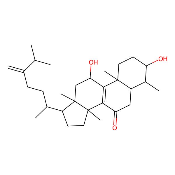 2D Structure of 3,11-dihydroxy-4,10,13,14-tetramethyl-17-(6-methyl-5-methylideneheptan-2-yl)-2,3,4,5,6,11,12,15,16,17-decahydro-1H-cyclopenta[a]phenanthren-7-one