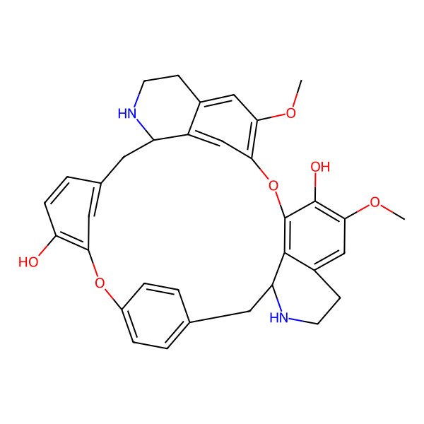 2D Structure of 20,25-Dimethoxy-8,23-dioxa-15,30-diazaheptacyclo[22.6.2.29,12.13,7.114,18.027,31.022,33]hexatriaconta-3(36),4,6,9(35),10,12(34),18,20,22(33),24,26,31-dodecaene-6,21-diol