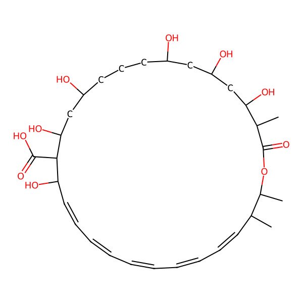 2D Structure of 4,6,8,12,14,16-Hexahydroxy-3,27,28-trimethyl-2-oxo-1-oxacyclooctacosa-17,19,21,23,25-pentaene-15-carboxylic acid