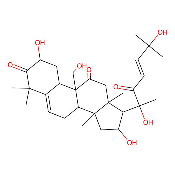 2D Structure of 17-(2,6-dihydroxy-6-methyl-3-oxohept-4-en-2-yl)-2,16-dihydroxy-9-(hydroxymethyl)-4,4,13,14-tetramethyl-2,7,8,10,12,15,16,17-octahydro-1H-cyclopenta[a]phenanthrene-3,11-dione
