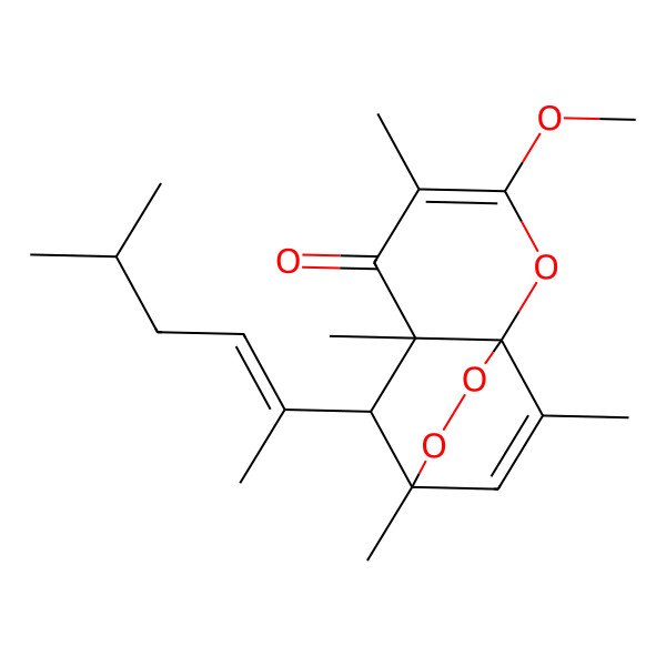 2D Structure of 3-methoxy-4,6,8,11-tetramethyl-7-[(Z)-5-methylhex-2-en-2-yl]-2,9,10-trioxatricyclo[6.2.2.01,6]dodeca-3,11-dien-5-one