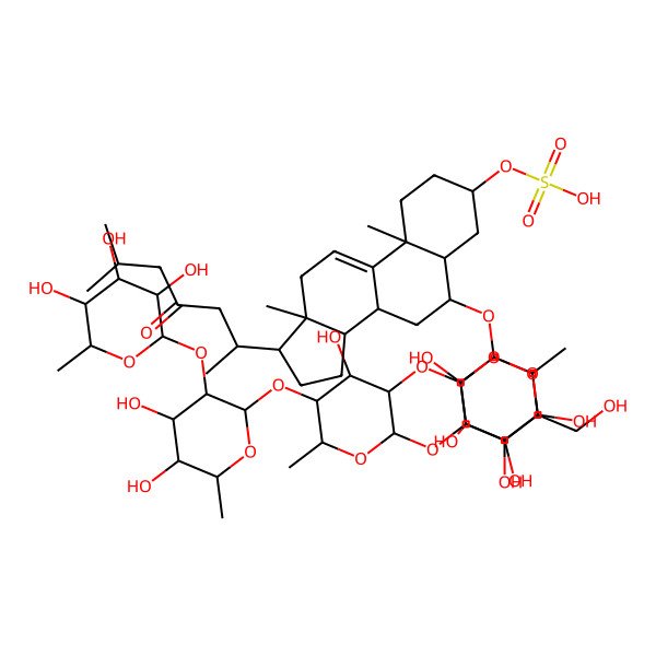 2D Structure of [6-[4-[5-[4,5-dihydroxy-6-methyl-3-(3,4,5-trihydroxy-6-methyloxan-2-yl)oxyoxan-2-yl]oxy-4-hydroxy-6-methyl-3-(3,4,5-trihydroxy-6-methyloxan-2-yl)oxyoxan-2-yl]oxy-3,5-dihydroxy-6-(hydroxymethyl)oxan-2-yl]oxy-10,13-dimethyl-17-(6-methyl-4-oxoheptan-2-yl)-2,3,4,5,6,7,8,12,14,15,16,17-dodecahydro-1H-cyclopenta[a]phenanthren-3-yl] hydrogen sulfate