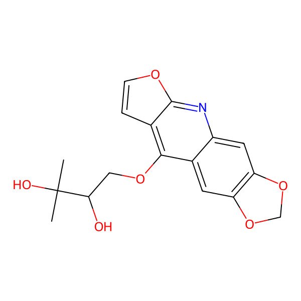 2D Structure of (2R)-3-methyl-1-(4,12,14-trioxa-2-azatetracyclo[7.7.0.03,7.011,15]hexadeca-1(16),2,5,7,9,11(15)-hexaen-8-yloxy)butane-2,3-diol
