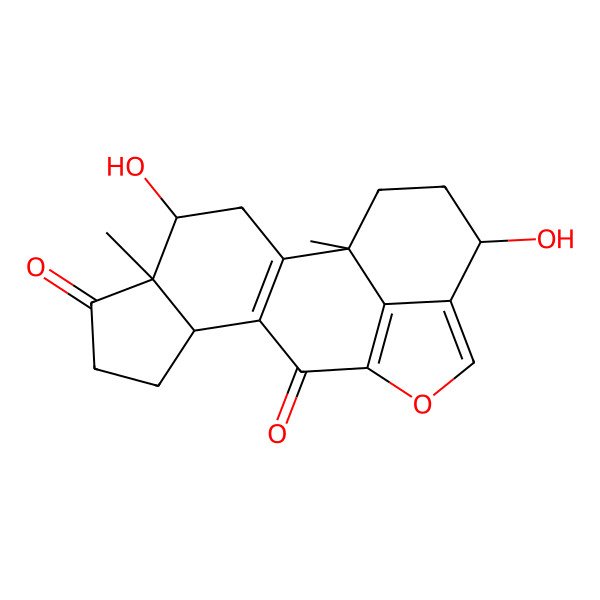 2D Structure of 4,16-Dihydroxy-1,5-dimethyl-13-oxapentacyclo[10.6.1.02,10.05,9.015,19]nonadeca-2(10),12(19),14-triene-6,11-dione