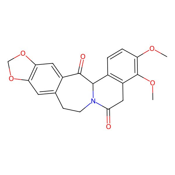 2D Structure of (1R)-18,19-dimethoxy-6,8-dioxa-14-azapentacyclo[12.8.0.03,11.05,9.017,22]docosa-3,5(9),10,17(22),18,20-hexaene-2,15-dione