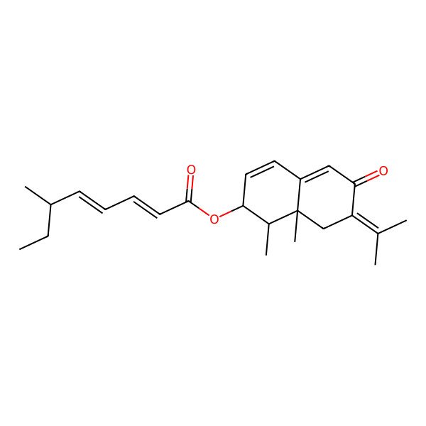 2D Structure of [(1R,2S,8aR)-1,8a-dimethyl-6-oxo-7-propan-2-ylidene-2,8-dihydro-1H-naphthalen-2-yl] (2E,4E,6S)-6-methylocta-2,4-dienoate
