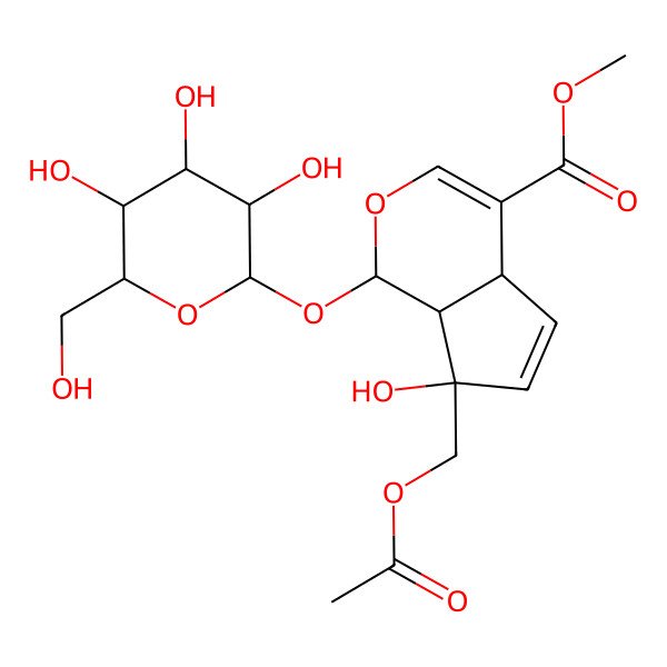 2D Structure of methyl 7-(acetyloxymethyl)-7-hydroxy-1-[3,4,5-trihydroxy-6-(hydroxymethyl)oxan-2-yl]oxy-4a,7a-dihydro-1H-cyclopenta[c]pyran-4-carboxylate