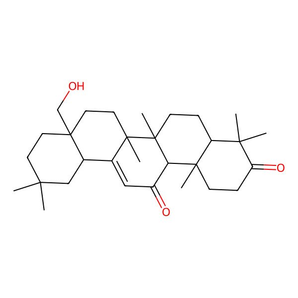 2D Structure of 8a-(Hydroxymethyl)-4,4,6a,6b,11,11,14b-heptamethyl-1,2,4a,5,6,7,8,9,10,12,12a,14a-dodecahydropicene-3,14-dione