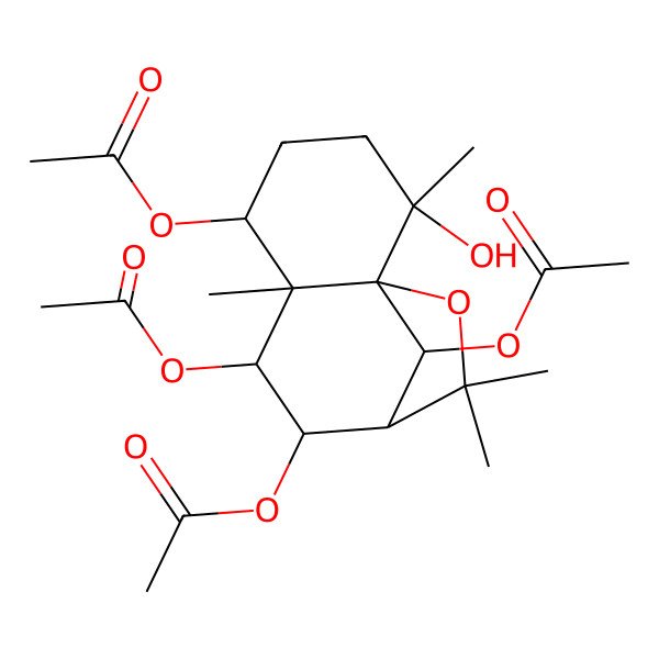 2D Structure of [(1S,2S,5S,6S,7R,8S,9R,12R)-7,8,12-triacetyloxy-2-hydroxy-2,6,10,10-tetramethyl-11-oxatricyclo[7.2.1.01,6]dodecan-5-yl] acetate