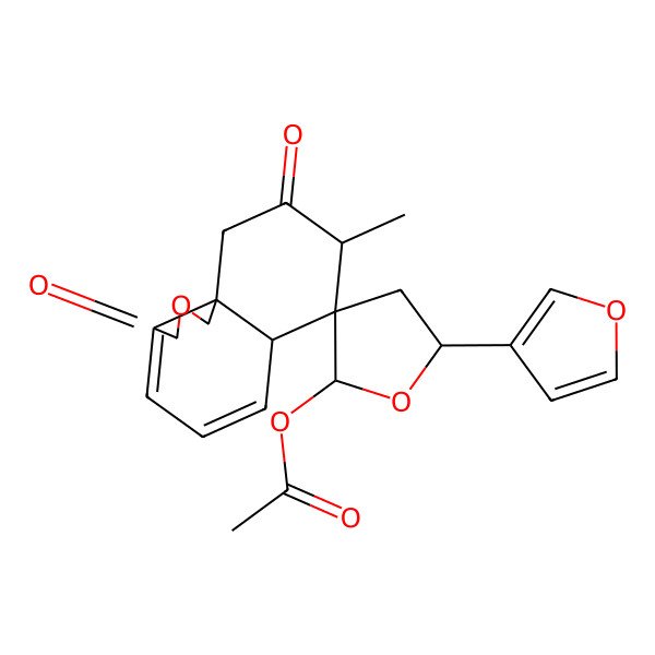 2D Structure of [(2'S,5'S,6aS,7S,8S,10aS)-5'-(furan-3-yl)-8-methyl-3,9-dioxospiro[1,6a,8,10-tetrahydrobenzo[d][2]benzofuran-7,3'-oxolane]-2'-yl] acetate