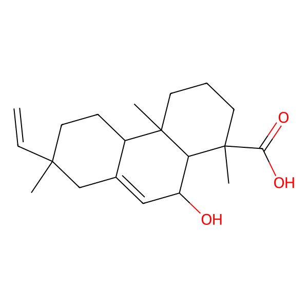 2D Structure of (1R,4aR,4bS,7S,10R,10aR)-7-ethenyl-10-hydroxy-1,4a,7-trimethyl-3,4,4b,5,6,8,10,10a-octahydro-2H-phenanthrene-1-carboxylic acid