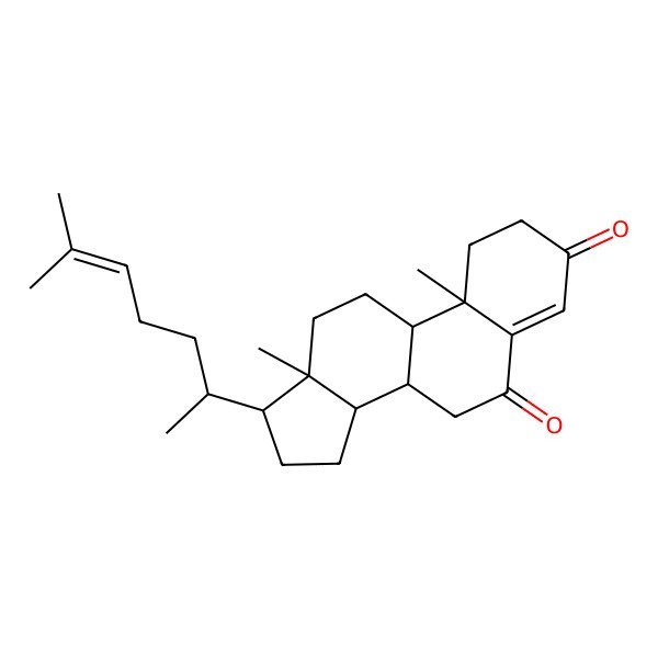 2D Structure of 10,13-dimethyl-17-(6-methylhept-5-en-2-yl)-2,7,8,9,11,12,14,15,16,17-decahydro-1H-cyclopenta[a]phenanthrene-3,6-dione