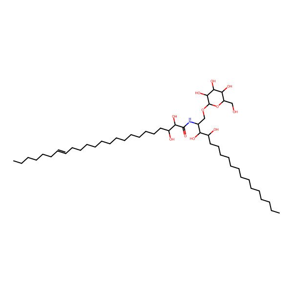 2D Structure of (Z,2R,3S)-N-[(2S,3S,4R)-3,4-dihydroxy-1-[(2R,3R,4S,5S,6R)-3,4,5-trihydroxy-6-(hydroxymethyl)oxan-2-yl]oxyoctadecan-2-yl]-2,3-dihydroxytetracos-17-enamide