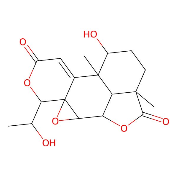 2D Structure of (1S,2R,4S,5R,10S,11R,14S,17R)-11-hydroxy-5-[(1R)-1-hydroxyethyl]-10,14-dimethyl-3,6,16-trioxapentacyclo[8.6.1.02,4.04,9.014,17]heptadec-8-ene-7,15-dione