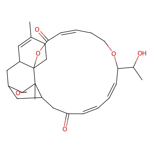2D Structure of (1S,3R,8R,11Z,16R,17E,19Z,23S,24R,25S)-16-[(1R)-1-hydroxyethyl]-5,24-dimethylspiro[9,15-dioxatetracyclo[21.2.1.03,8.08,24]hexacosa-4,11,17,19-tetraene-25,2'-oxirane]-10,21-dione