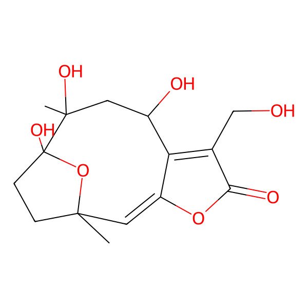 2D Structure of (1R,2E,8S,10R,11S)-8,10,11-trihydroxy-6-(hydroxymethyl)-1,10-dimethyl-4,14-dioxatricyclo[9.2.1.03,7]tetradeca-2,6-dien-5-one
