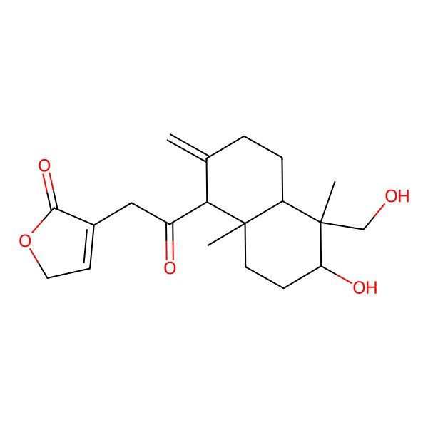 2D Structure of 4-[2-[6-hydroxy-5-(hydroxymethyl)-5,8a-dimethyl-2-methylidene-3,4,4a,6,7,8-hexahydro-1H-naphthalen-1-yl]-2-oxoethyl]-2H-furan-5-one
