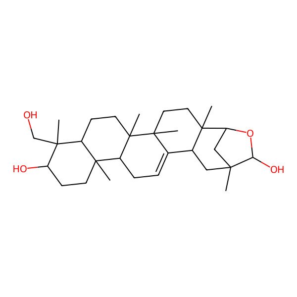 2D Structure of 10-(Hydroxymethyl)-2,5,6,10,14,21-hexamethyl-23-oxahexacyclo[19.2.1.02,19.05,18.06,15.09,14]tetracos-17-ene-11,22-diol