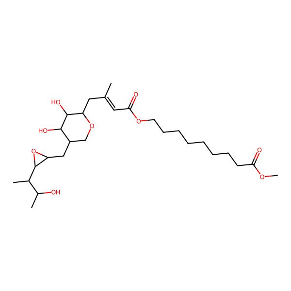 2D Structure of methyl 9-[(E)-4-[(2S,3R,4R,5S)-3,4-dihydroxy-5-[[(2R,3R)-3-[(2R,3S)-3-hydroxybutan-2-yl]oxiran-2-yl]methyl]oxan-2-yl]-3-methylbut-2-enoyl]oxynonanoate