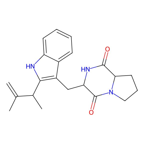 2D Structure of (3S,8aS)-3-[[2-[(2R)-3-methylbut-3-en-2-yl]-1H-indol-3-yl]methyl]-2,3,6,7,8,8a-hexahydropyrrolo[1,2-a]pyrazine-1,4-dione