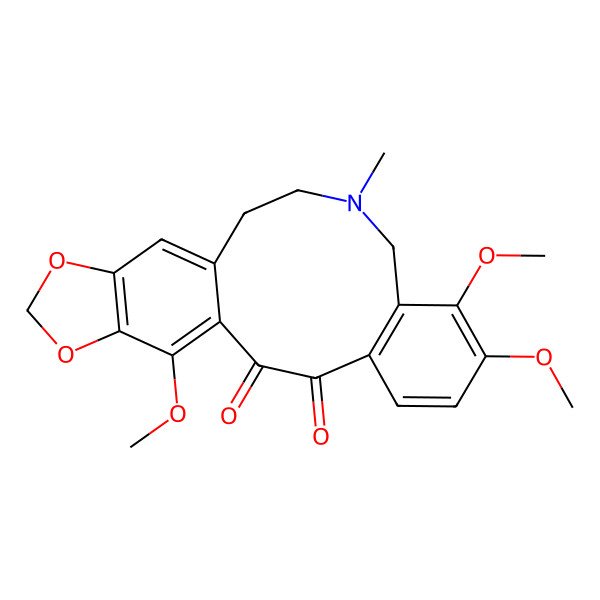 2D Structure of 7,8,21-Trimethoxy-11-methyl-17,19-dioxa-11-azatetracyclo[12.7.0.04,9.016,20]henicosa-1(21),4(9),5,7,14,16(20)-hexaene-2,3-dione