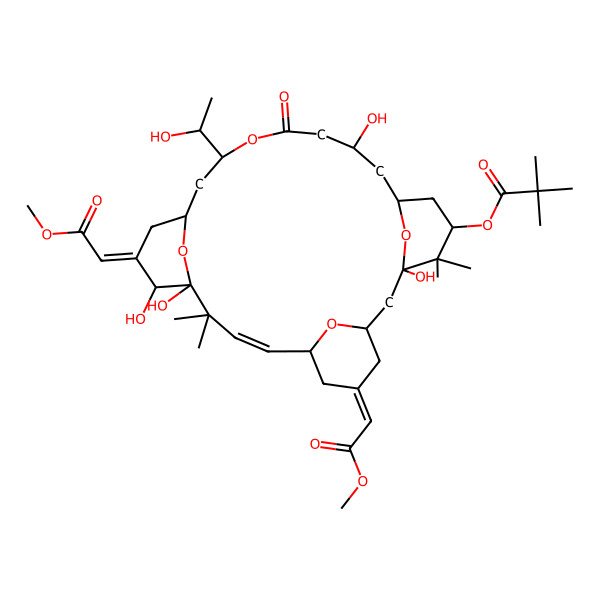 2D Structure of [(1S,3S,5Z,7R,8Z,11S,12S,13E,15S,17R,21R,23R,25S)-1,11,12,21-tetrahydroxy-17-[(1R)-1-hydroxyethyl]-5,13-bis(2-methoxy-2-oxoethylidene)-10,10,26,26-tetramethyl-19-oxo-18,27,28,29-tetraoxatetracyclo[21.3.1.13,7.111,15]nonacos-8-en-25-yl] 2,2-dimethylpropanoate