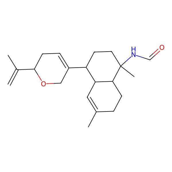 2D Structure of N-[(1R,4R,4aS,8aR)-1,6-dimethyl-4-(2-prop-1-en-2-yl-3,6-dihydro-2H-pyran-5-yl)-3,4,4a,7,8,8a-hexahydro-2H-naphthalen-1-yl]formamide