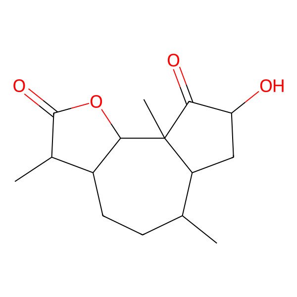 2D Structure of (3R,3aS,6S,6aS,8R,9aR,9bR)-8-hydroxy-3,6,9a-trimethyl-3a,4,5,6,6a,7,8,9b-octahydro-3H-azuleno[8,7-b]furan-2,9-dione