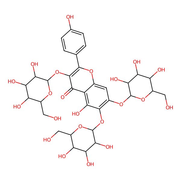 2D Structure of 5-Hydroxy-2-(4-hydroxyphenyl)-3,6,7-tris[[3,4,5-trihydroxy-6-(hydroxymethyl)oxan-2-yl]oxy]chromen-4-one
