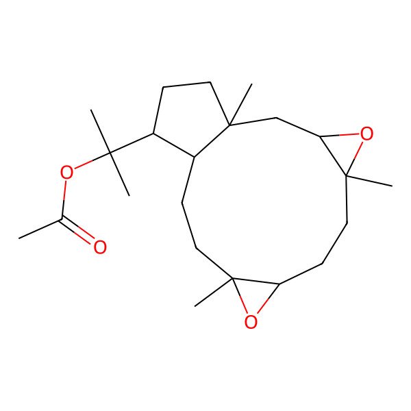 2D Structure of 2-[(1R,3S,5S,8S,10S,13S,14R)-1,5,10-trimethyl-4,9-dioxatetracyclo[11.3.0.03,5.08,10]hexadecan-14-yl]propan-2-yl acetate